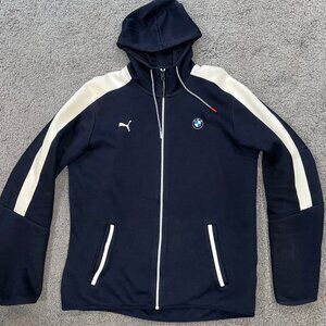 Puma BMW MSP T7 Hooded Sweat Jacket - Men's Large - Stripes and Logos - NWOT